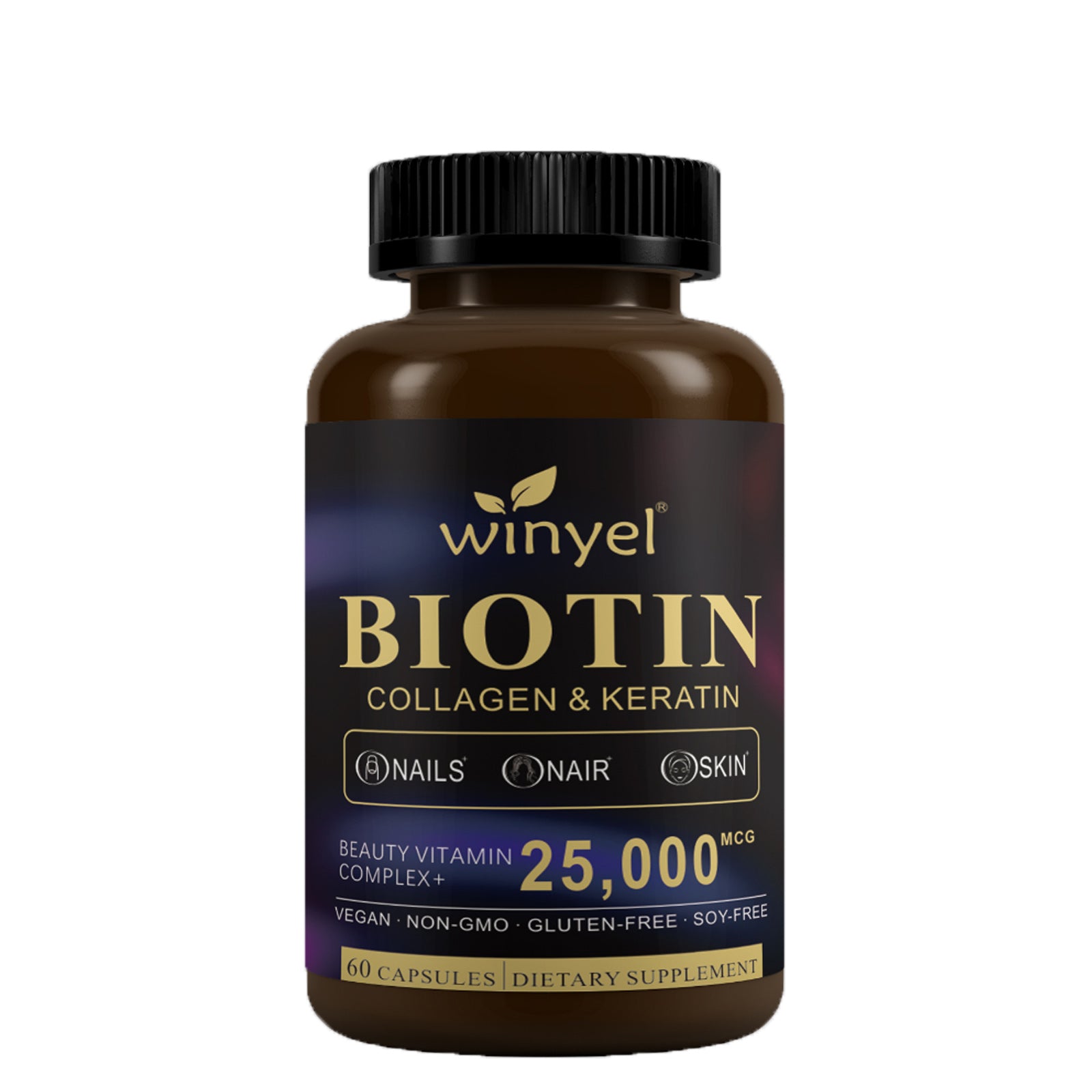 Winyel Biotin Collagen & Keratin Hair Vitamins - 25,000mcg | 60 Capsules