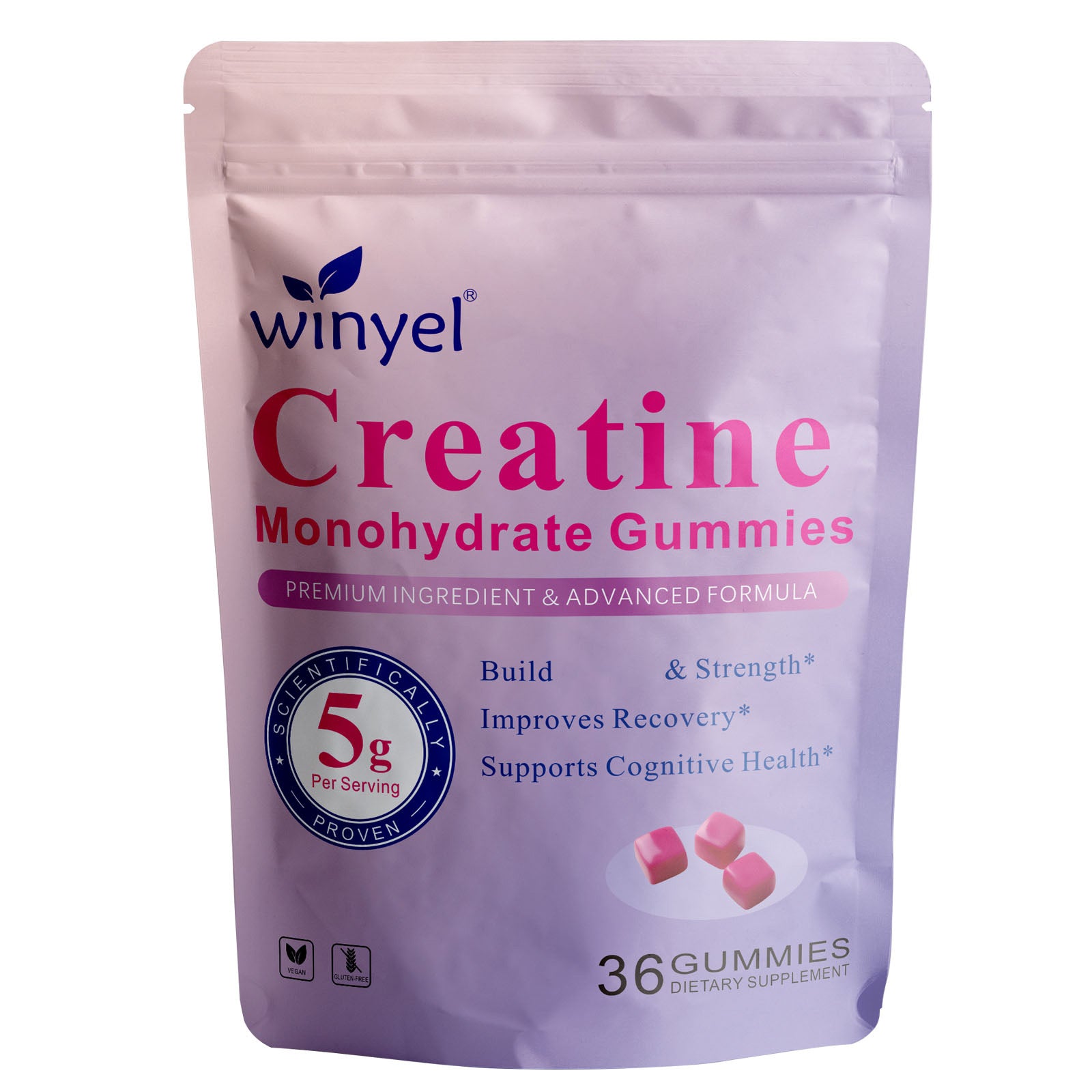 Winyel Creatine Monohydrate Gummies - 36 Count | 5g Per Serving
