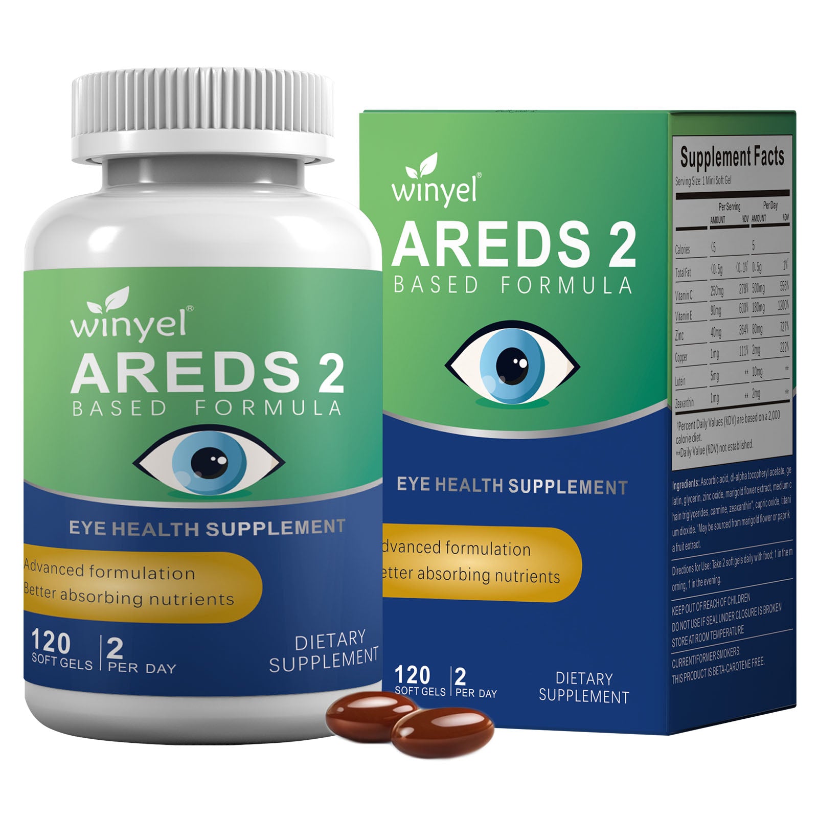 Winyel AREDS 2 Eye Health Supplement - 120 Soft Gels