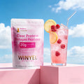 Winyel Clear Protein Collagen Peptides – Raspberry Lemonade, 20g Protein, Zero Sugar (250g, 10 Servings)