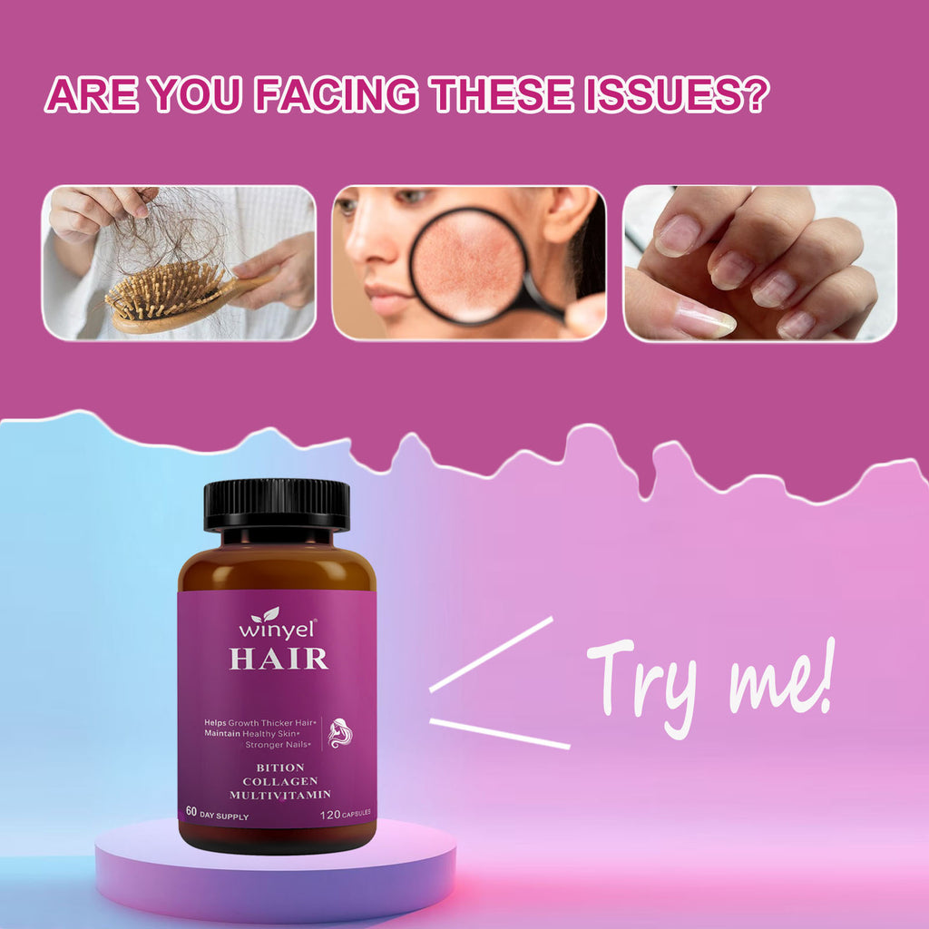 Winyel HAIR Biotin Collagen Multivitamin - 120 Capsules | 60 Day Supply
