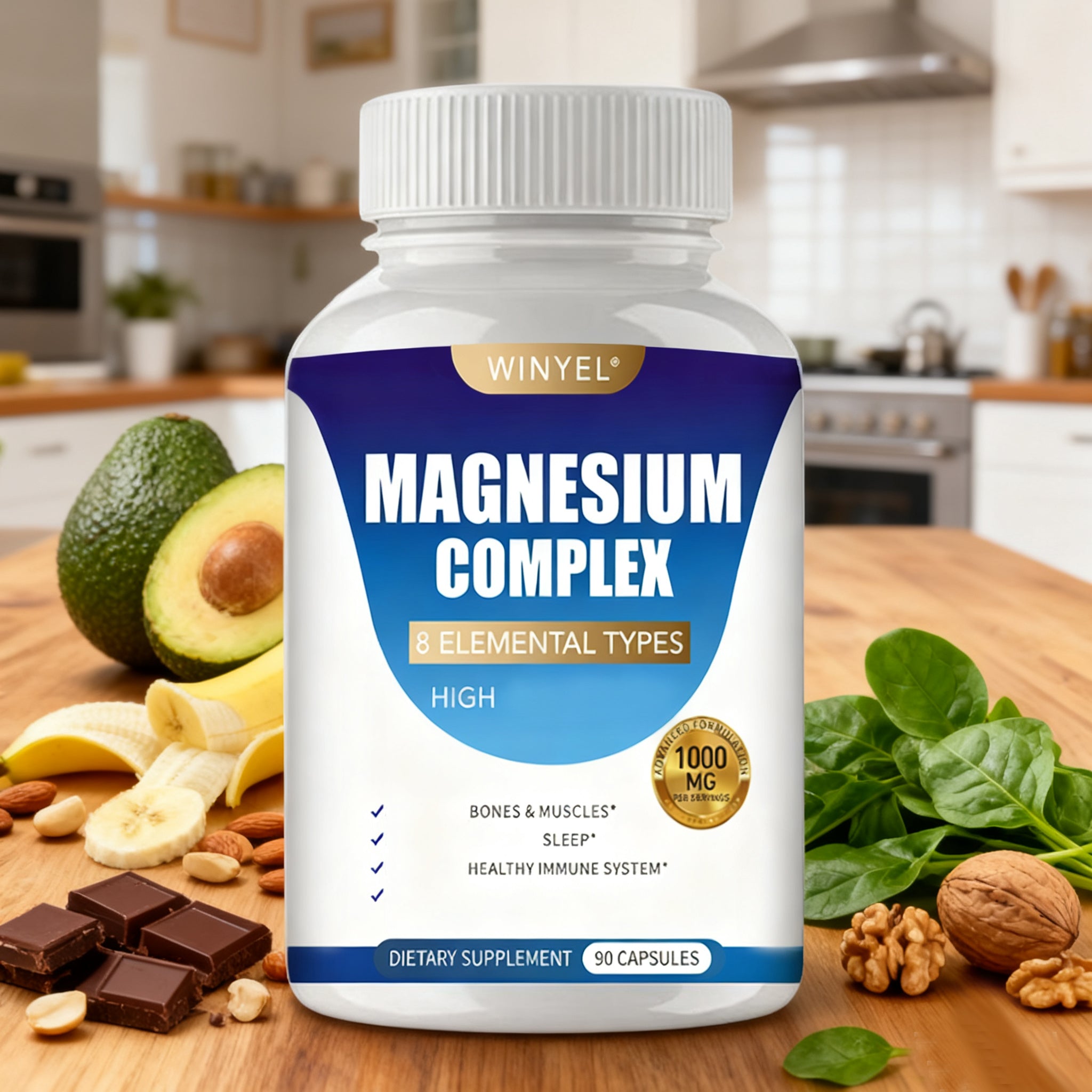 Winyel Magnesium Complex 8 Elemental Types - 1000mg | 90 Capsules