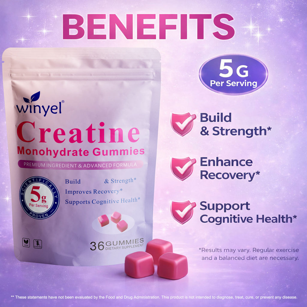 Winyel Creatine Monohydrate Gummies - 36 Count | 5g Per Serving