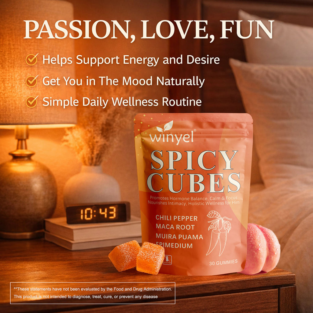Winyel Spicy Cubes Men's Wellness Gummies - 30 Count | Peach Flavor