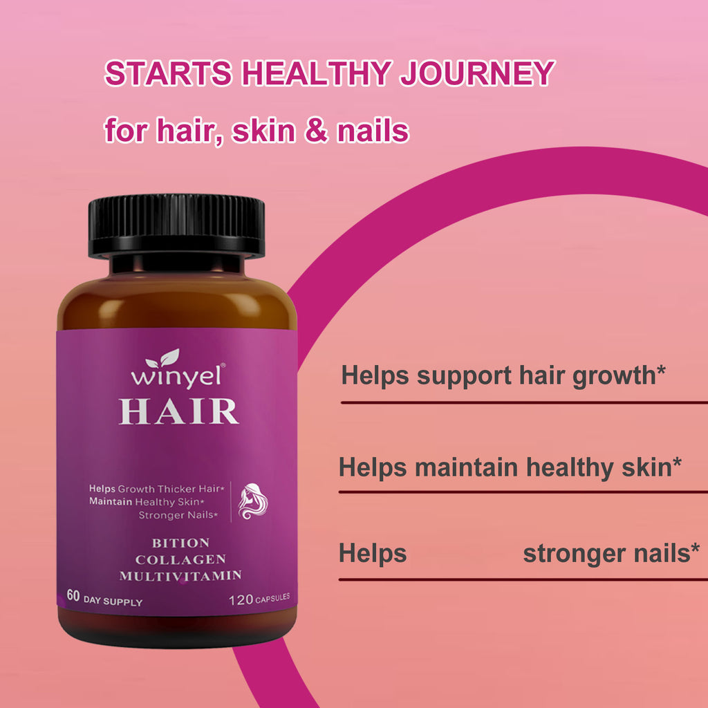 Winyel HAIR Biotin Collagen Multivitamin - 120 Capsules | 60 Day Supply