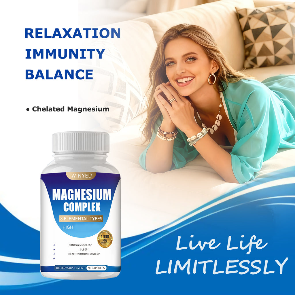 Winyel Magnesium Complex 8 Elemental Types - 1000mg | 90 Capsules