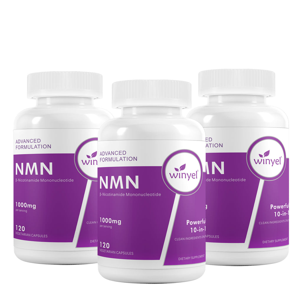 Winyel NMN 1000mg – 10-in-1 Anti-Aging Supplement with Resveratrol & CoQ10 (120 Vegetarian Capsules, 60 Servings)