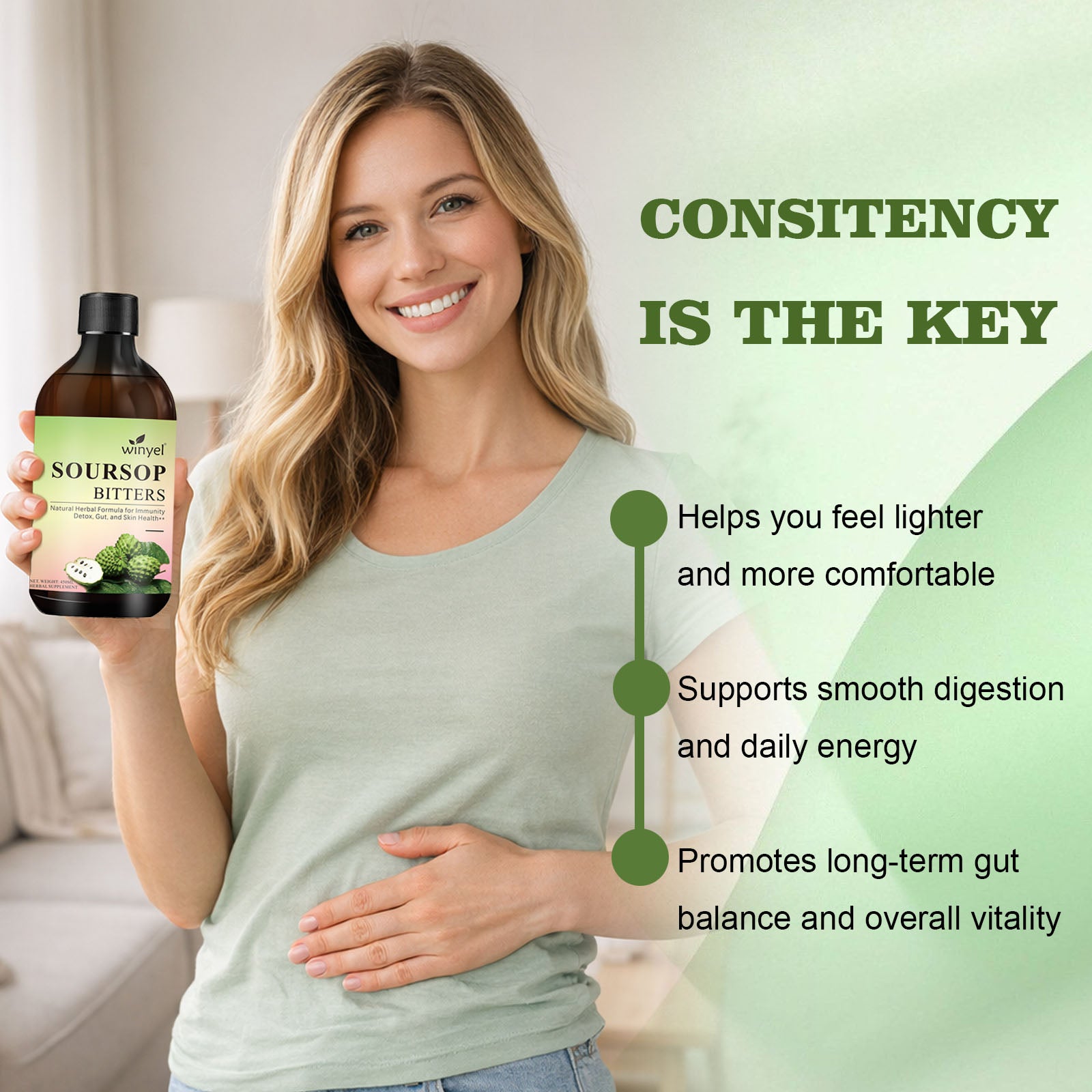 Winyel Soursop Bitters – 16-in-1 Herbal Supplement for Gut, Immunity & Skin (450ml)