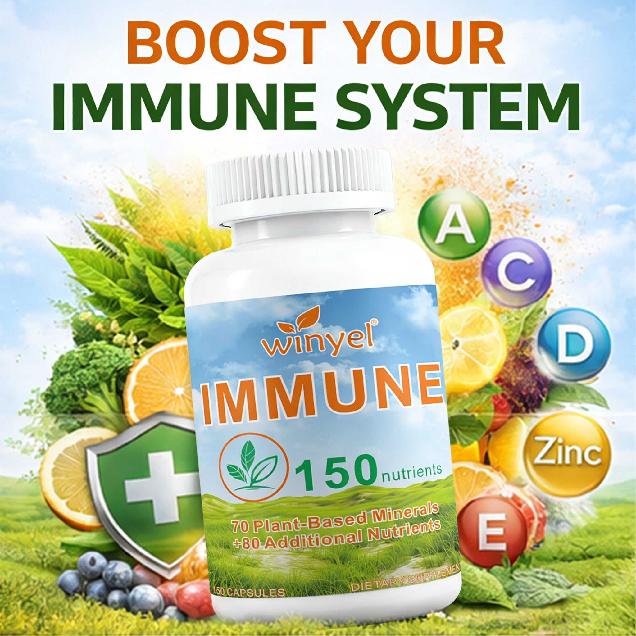 Winyel Immune – 150 Nutrients Immune Support Supplement (150 Capsules, 30-Day Supply)