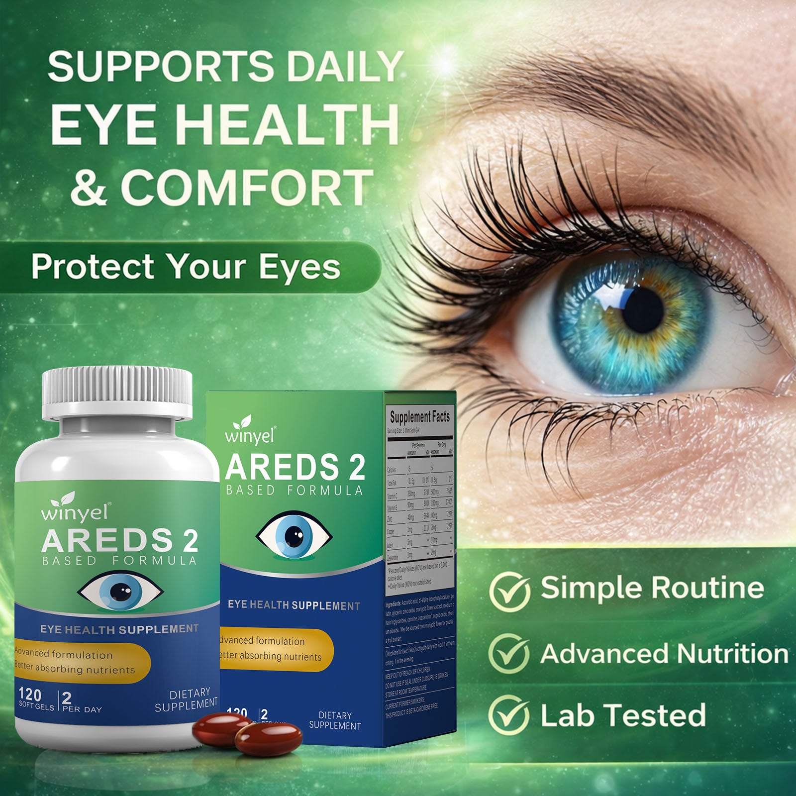 Winyel AREDS 2 Eye Health Supplement - 120 Soft Gels