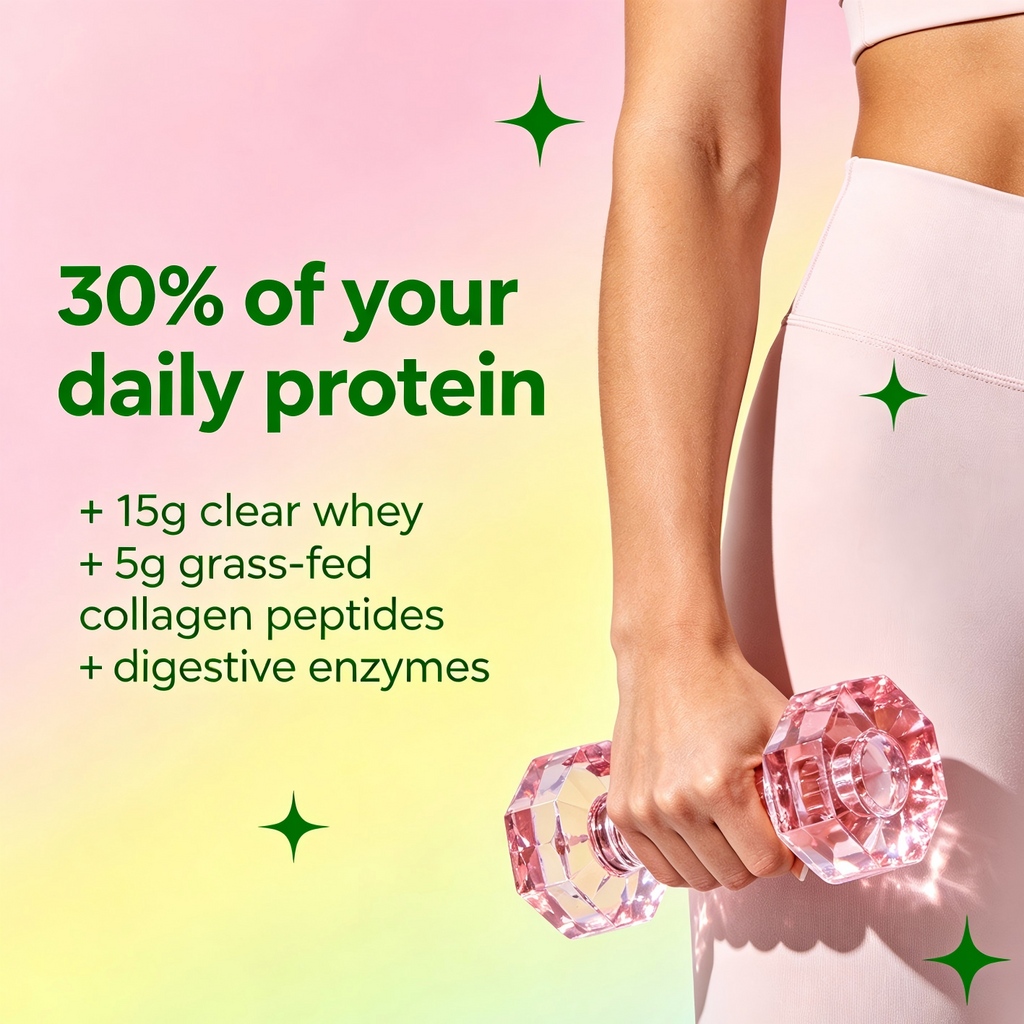 Winyel Clear Protein Collagen Peptides – Raspberry Lemonade, 20g Protein, Zero Sugar (250g, 10 Servings)