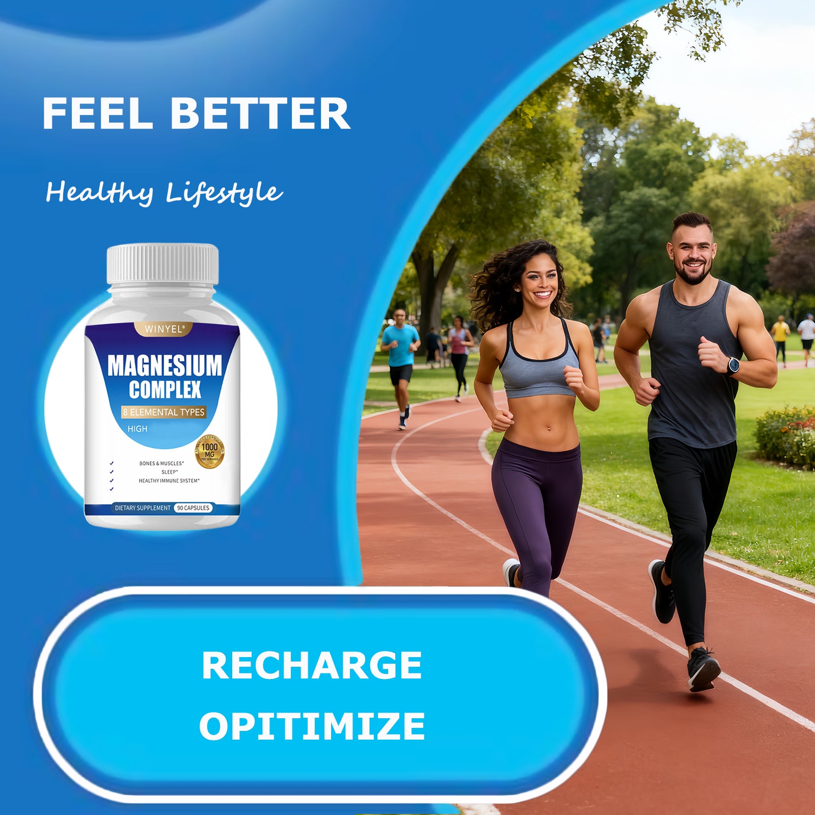 Winyel Magnesium Complex 8 Elemental Types - 1000mg | 90 Capsules