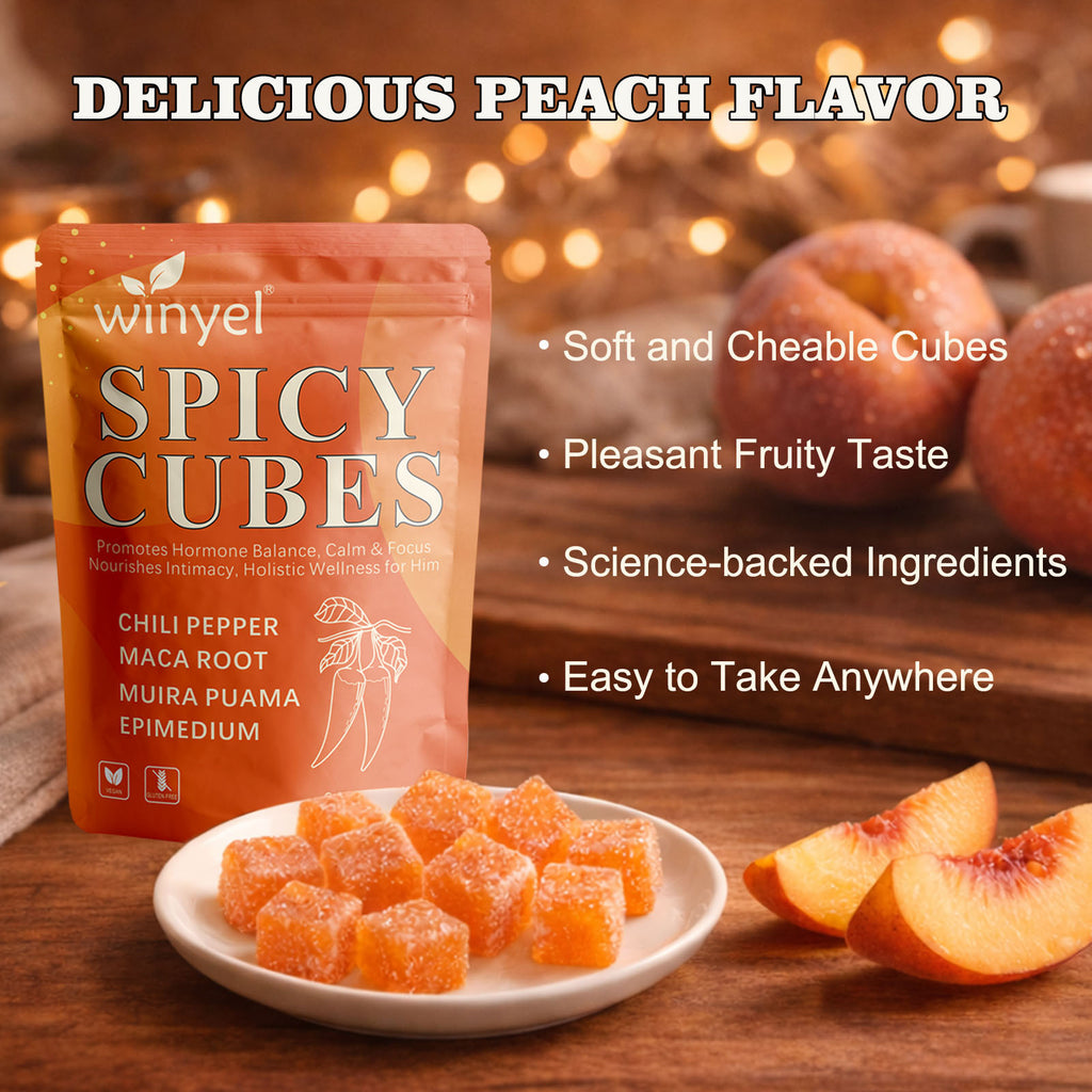 Winyel Spicy Cubes Men's Wellness Gummies - 30 Count | Peach Flavor