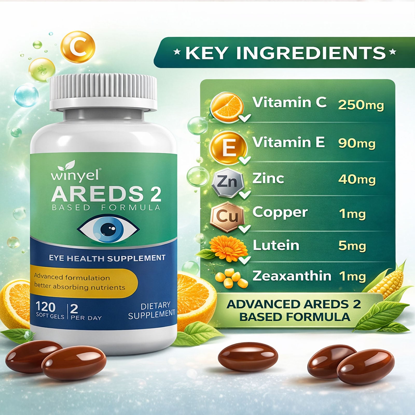 Winyel AREDS 2 Eye Health Supplement - 120 Soft Gels