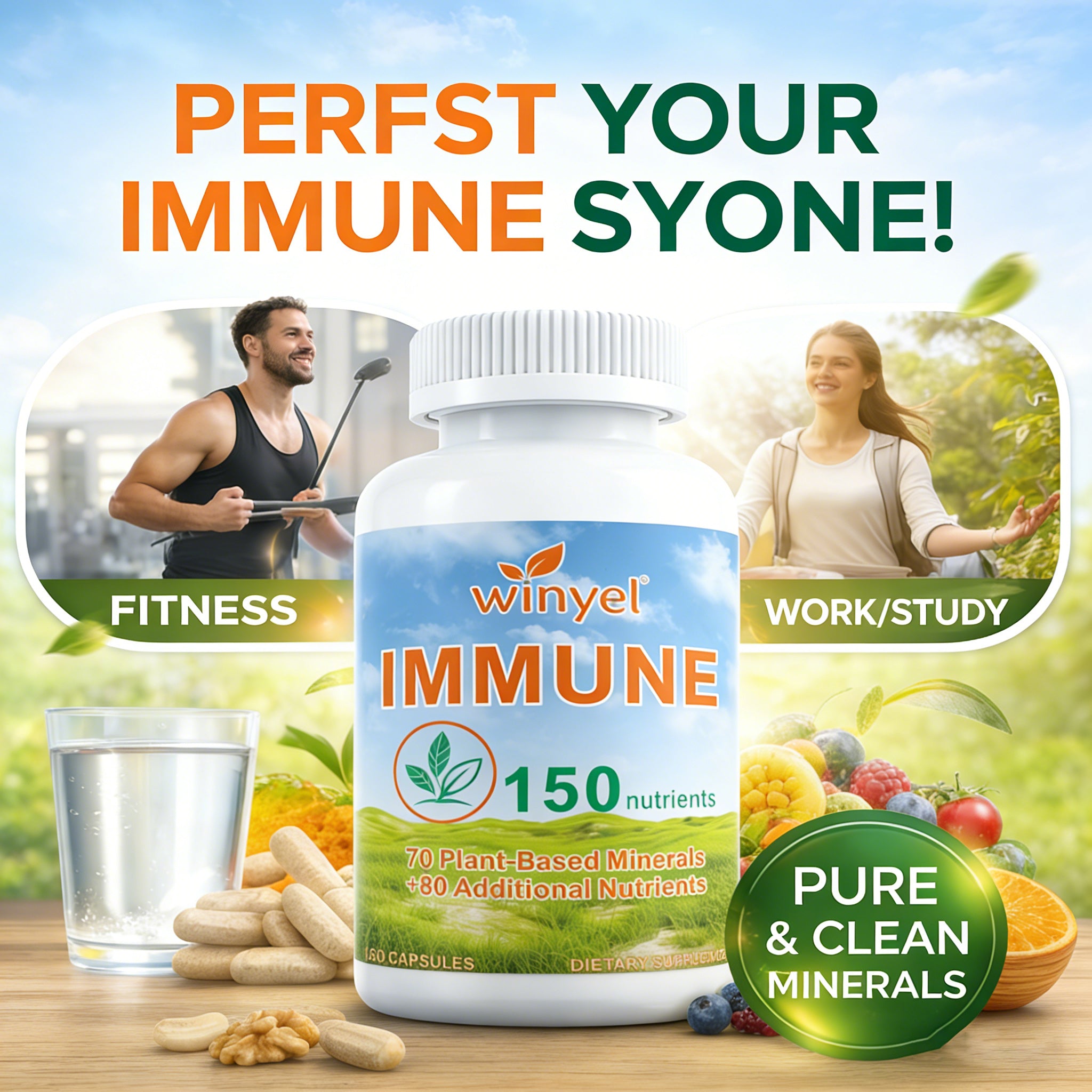 Winyel Immune – 150 Nutrients Immune Support Supplement (150 Capsules, 30-Day Supply)