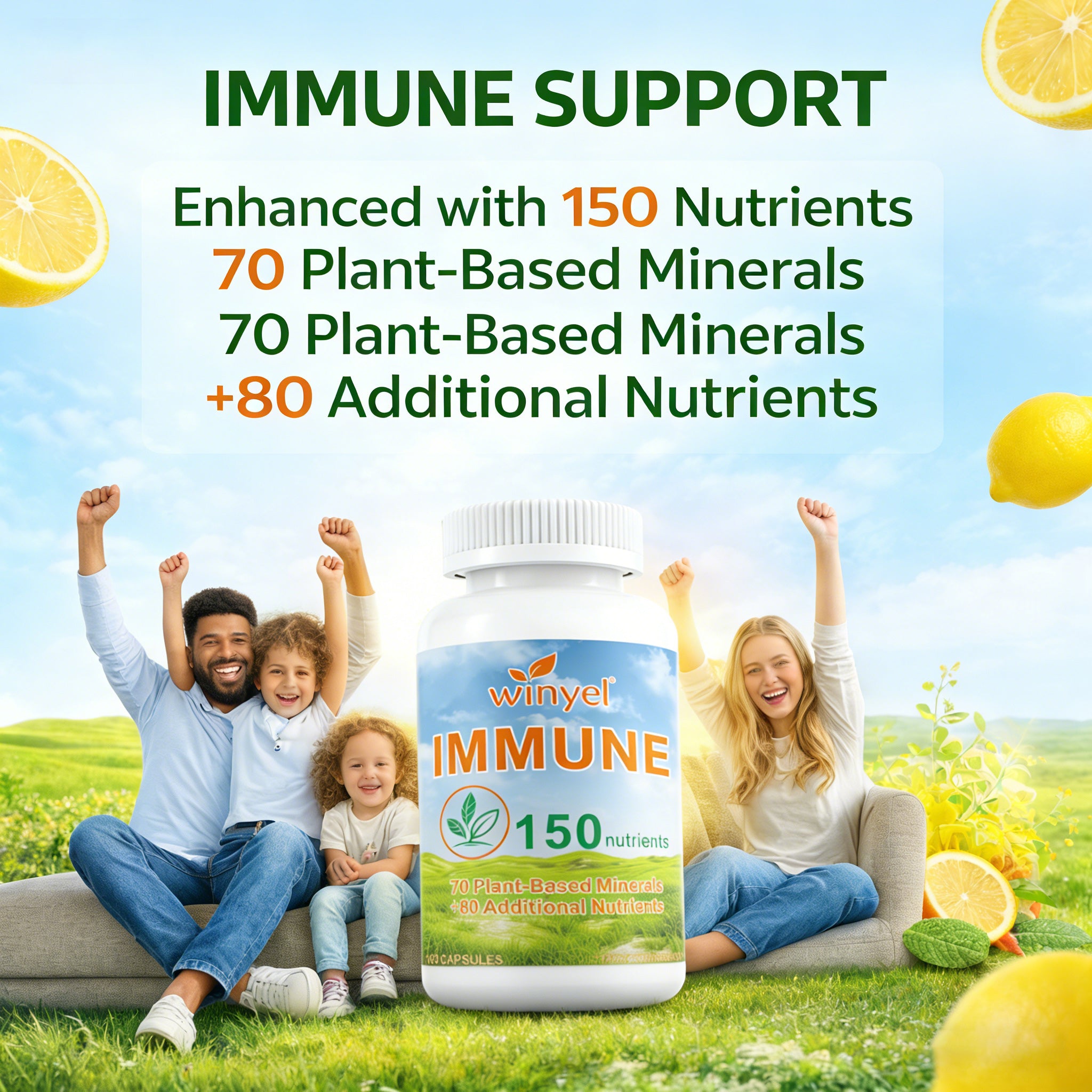 Winyel Immune – 150 Nutrients Immune Support Supplement (150 Capsules, 30-Day Supply)