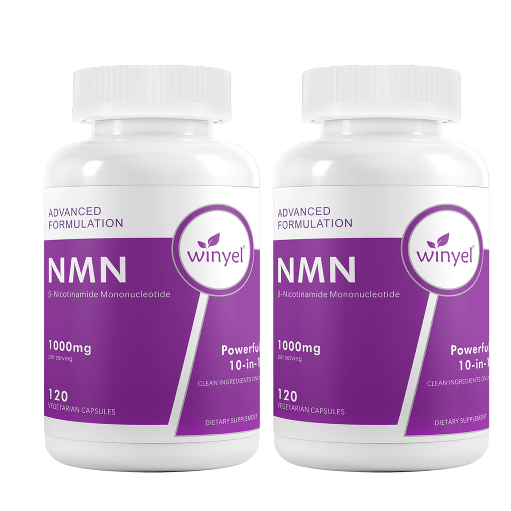 Winyel NMN 1000mg – 10-in-1 Anti-Aging Supplement with Resveratrol & CoQ10 (120 Vegetarian Capsules, 60 Servings)