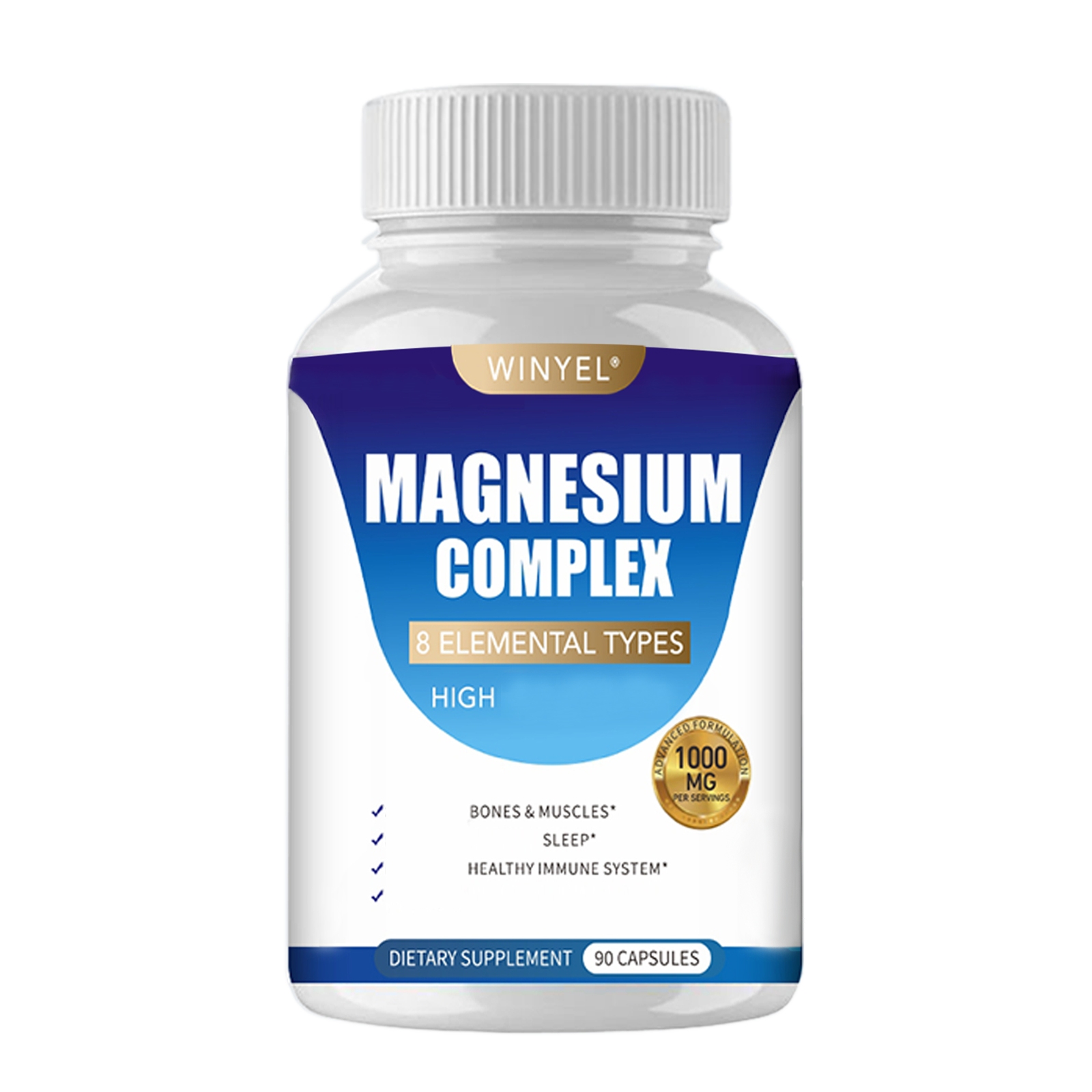 Winyel Magnesium Complex 8 Elemental Types - 1000mg | 90 Capsules