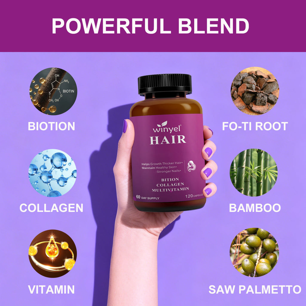 Winyel HAIR Biotin Collagen Multivitamin - 120 Capsules | 60 Day Supply
