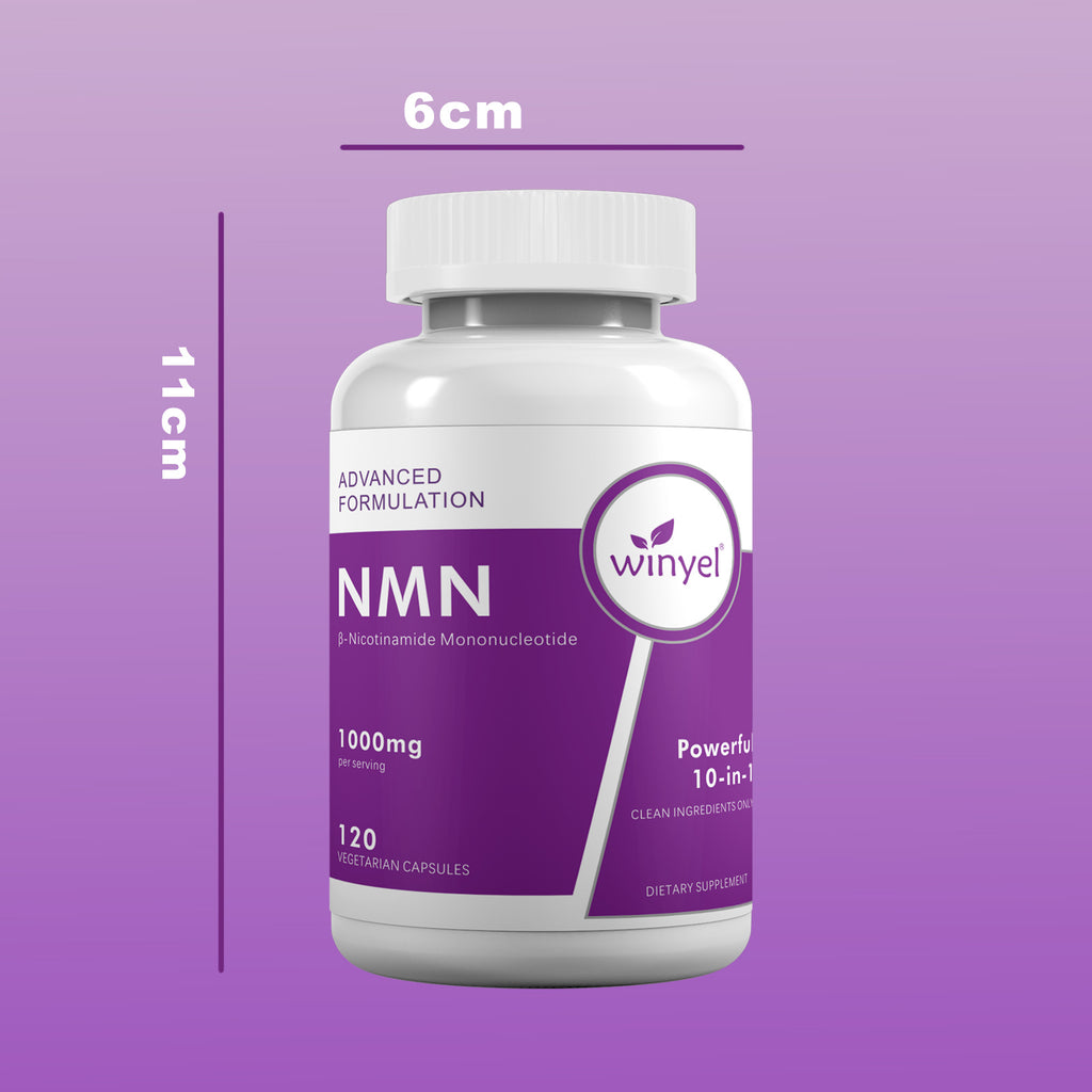 Winyel NMN 1000mg – 10-in-1 Anti-Aging Supplement with Resveratrol & CoQ10 (120 Vegetarian Capsules, 60 Servings)