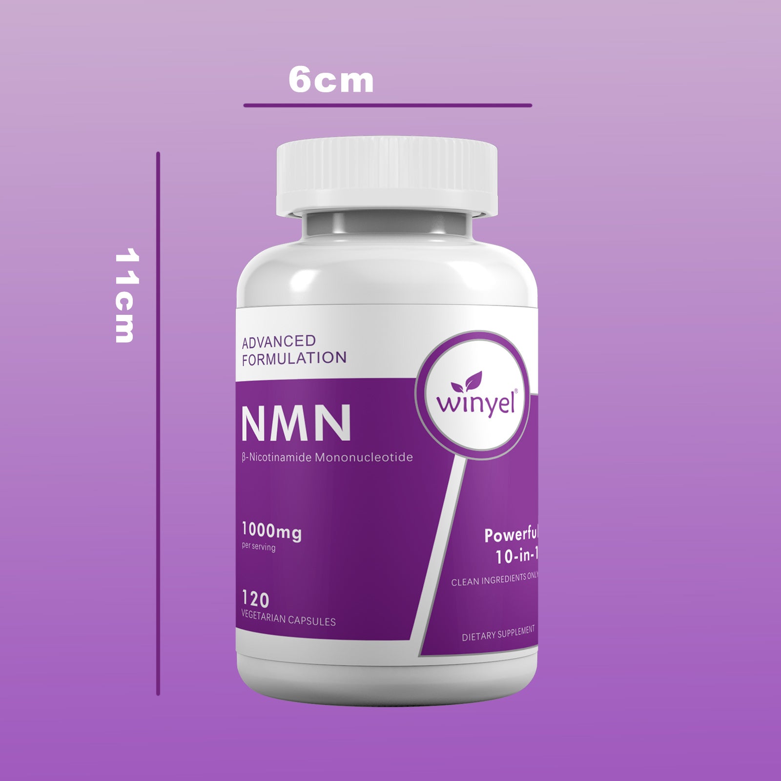 Winyel NMN 1000mg – 10-in-1 Anti-Aging Supplement with Resveratrol & CoQ10 (120 Vegetarian Capsules, 60 Servings)