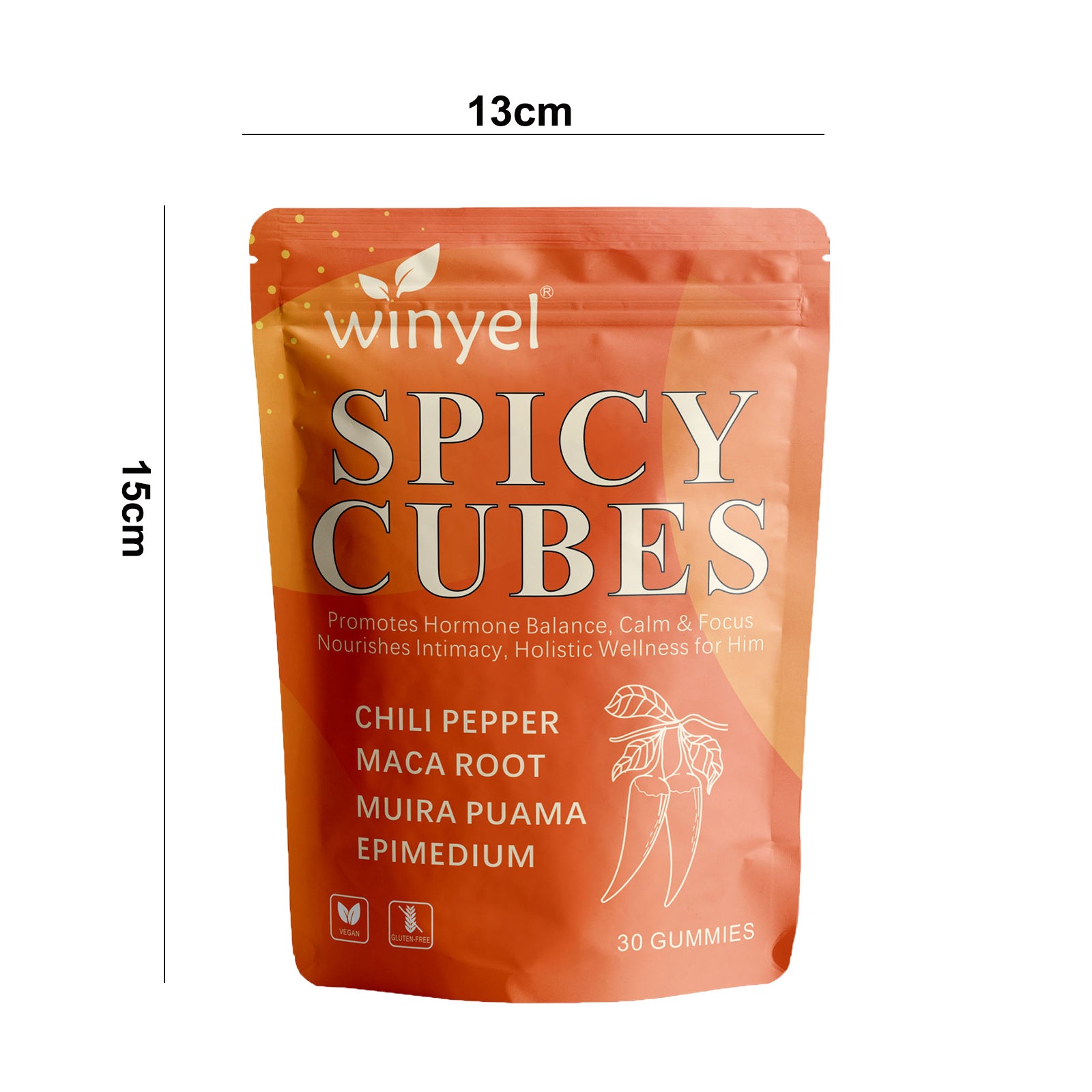 Winyel Spicy Cubes Men's Wellness Gummies - 30 Count | Peach Flavor