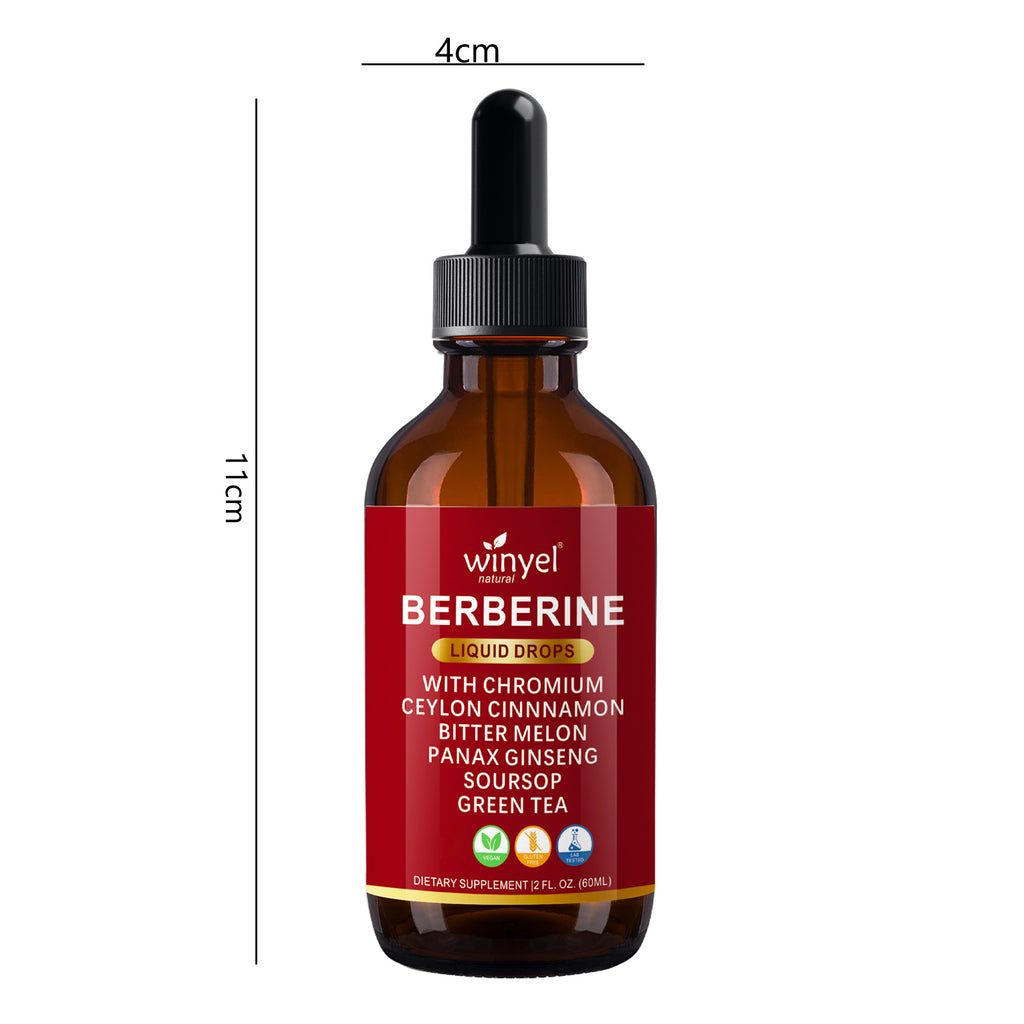 Winyel Berberine Liquid Drops – 12-in-1 with Chromium, Ceylon Cinnamon & Bitter Melon, Berry Cinnamon Flavor (2 FL OZ / 60ml, 30 Servings)